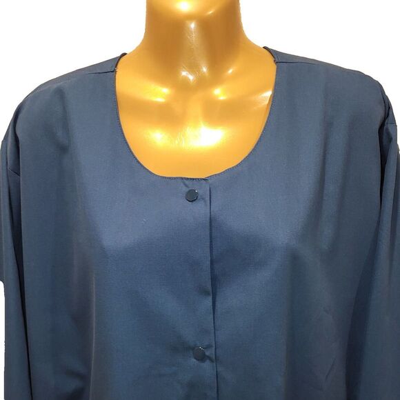 NEW Landau 3XL Blue Medical Scrub Jacket Snap Front Cuffs Pockets 35% Cotton - Picture 7 of 14